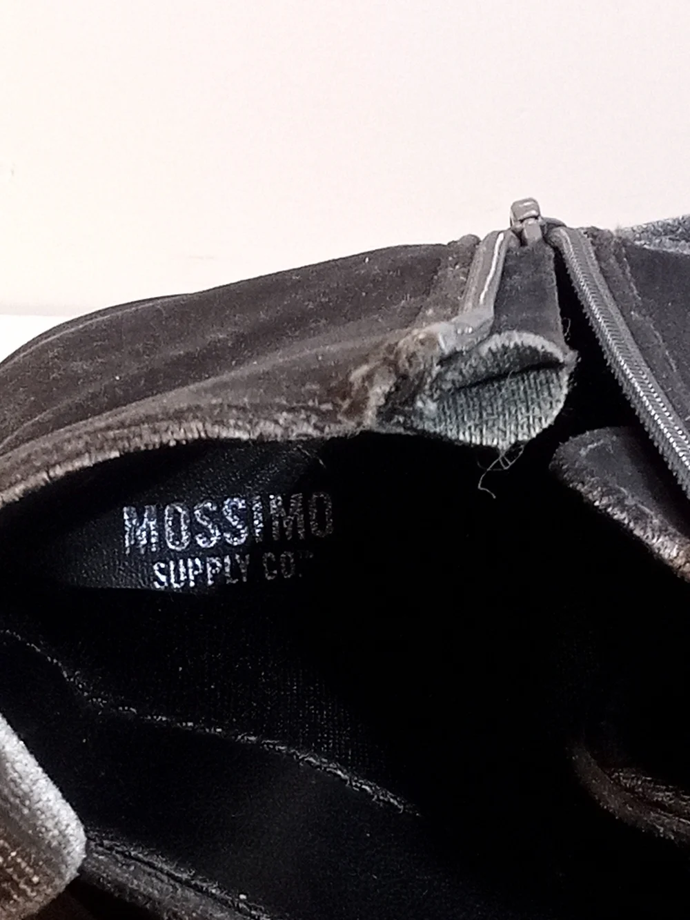 Mossimo Supply Co. Women’s Gray Velvet Sz 6 Combat Ankle Boots Lace Up Side Zip